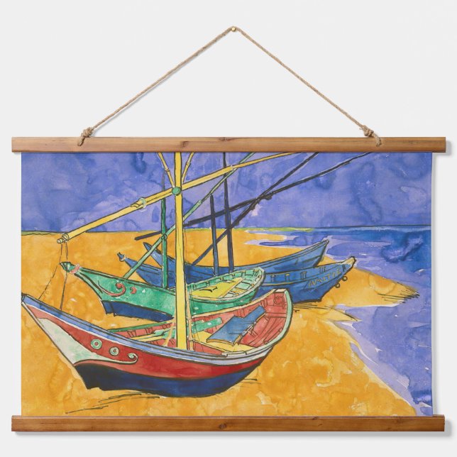 Vincent van Gogh - Fishing Boats on the Beach Hanging Tapestry (Front)