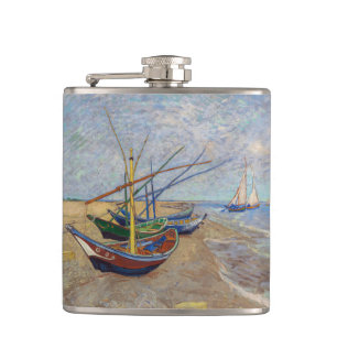 Vincent van Gogh - Fishing Boats on the Beach Hip Flask