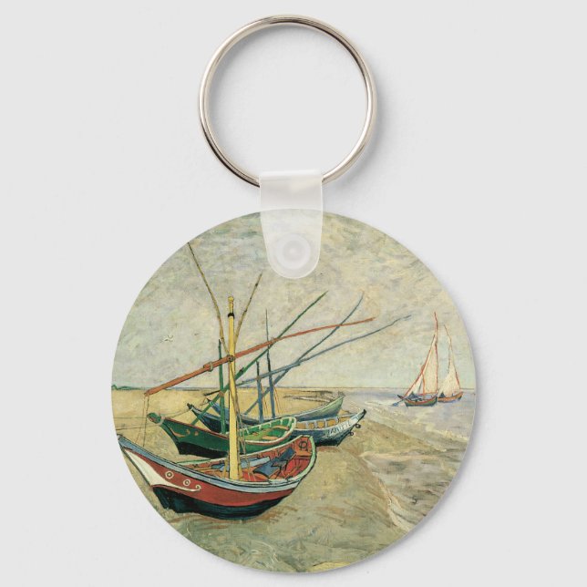 Vincent van Gogh - Fishing Boats on the Beach Key Ring (Front)