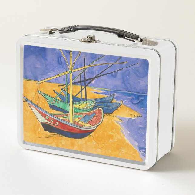 Vincent van Gogh - Fishing Boats on the Beach Metal Lunch Box (Front)