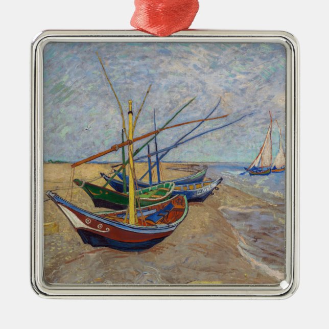 Vincent van Gogh - Fishing Boats on the Beach Metal Tree Decoration (Front)