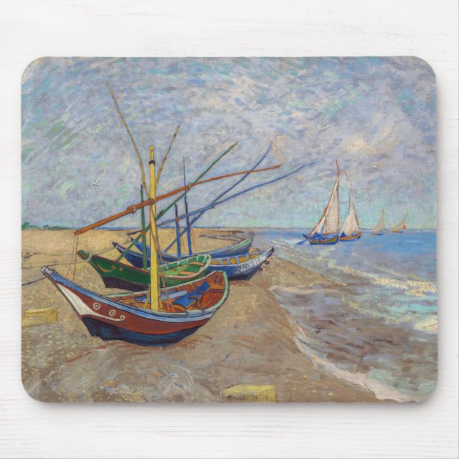 Vincent van Gogh - Fishing Boats on the Beach Mouse Mat (Front)
