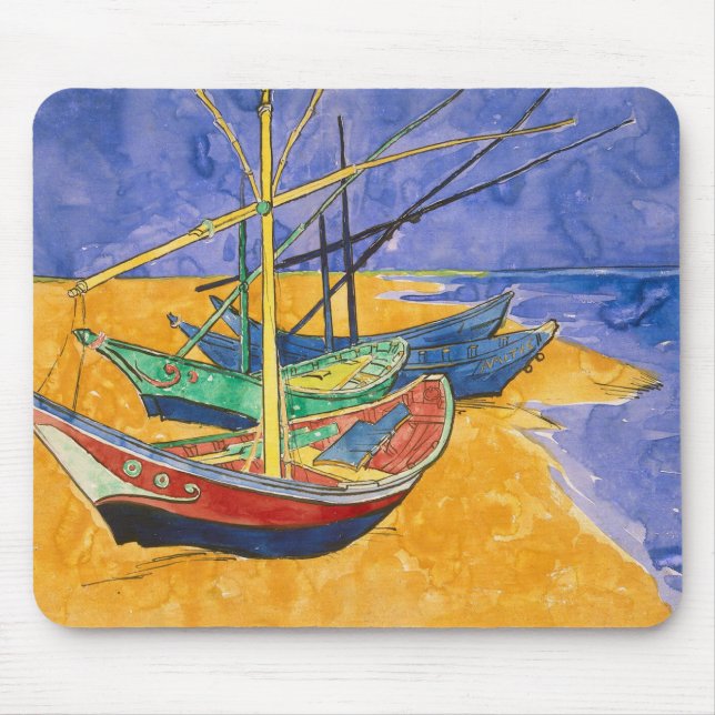 Vincent van Gogh | Fishing Boats on the Beach Mouse Mat (Front)