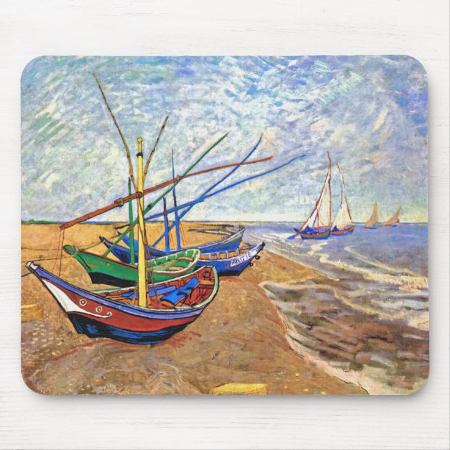Vincent Van Gogh - Fishing Boats On The Beach Mouse Mat (Front)