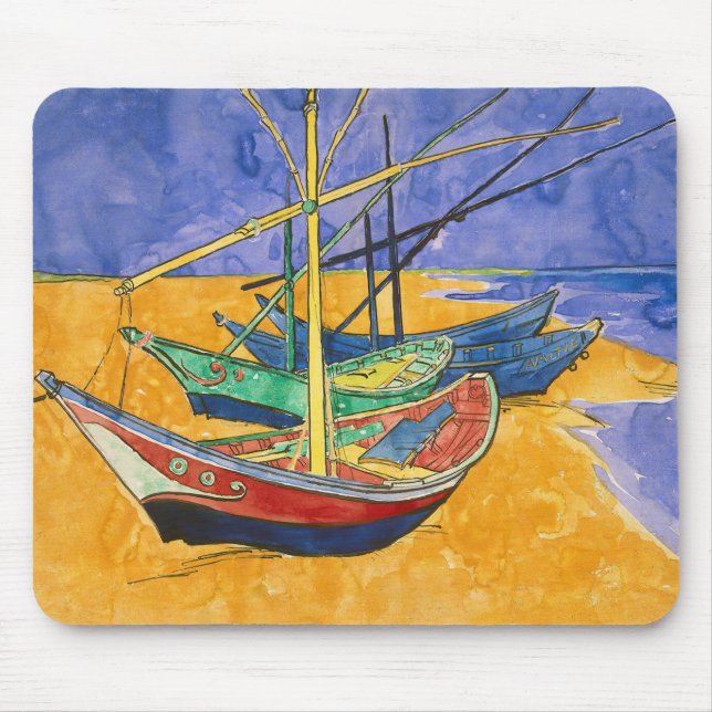 Vincent van Gogh - Fishing Boats on the Beach Mouse Mat (Front)