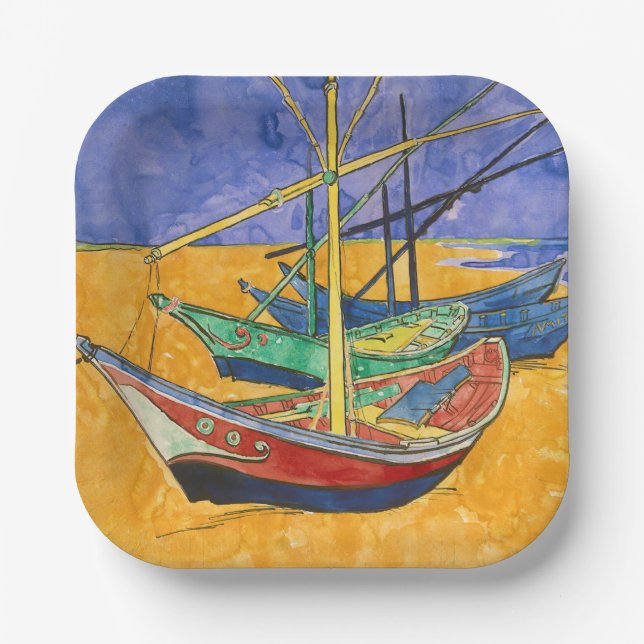 Vincent van Gogh - Fishing Boats on the Beach Paper Plate (Front)