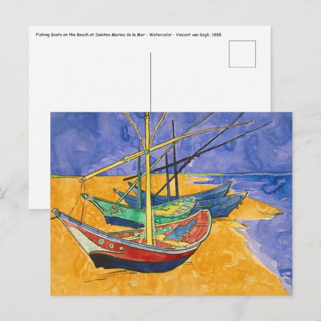 Vincent van Gogh - Fishing Boats on the Beach Postcard (Front/Back)