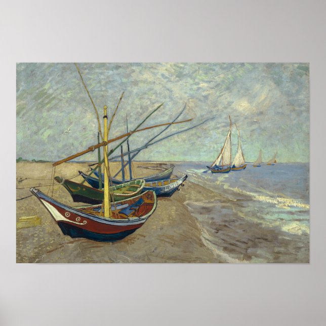 Vincent van Gogh - Fishing Boats on the Beach Poster (Front)