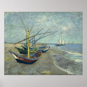 Vincent van Gogh Fishing Boats on the Beach Poster