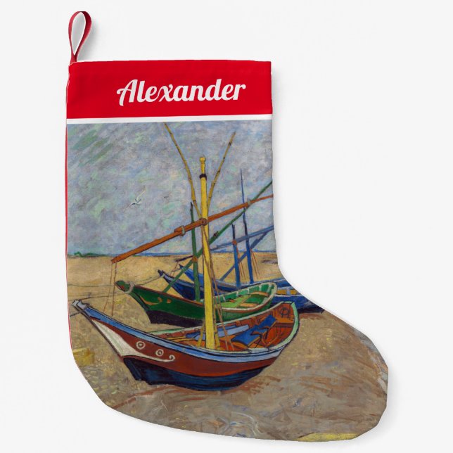 Vincent van Gogh - Fishing Boats on the Beach Small Christmas Stocking (Front)
