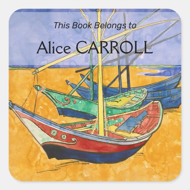 Vincent van Gogh - Fishing Boats on the Beach Square Sticker (Front)