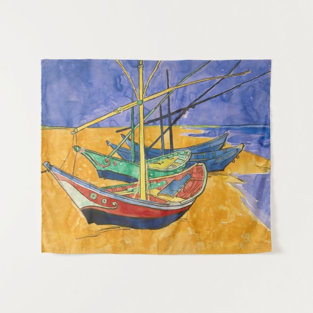 Vincent van Gogh - Fishing Boats on the Beach Tapestry (Front (Horizontal))