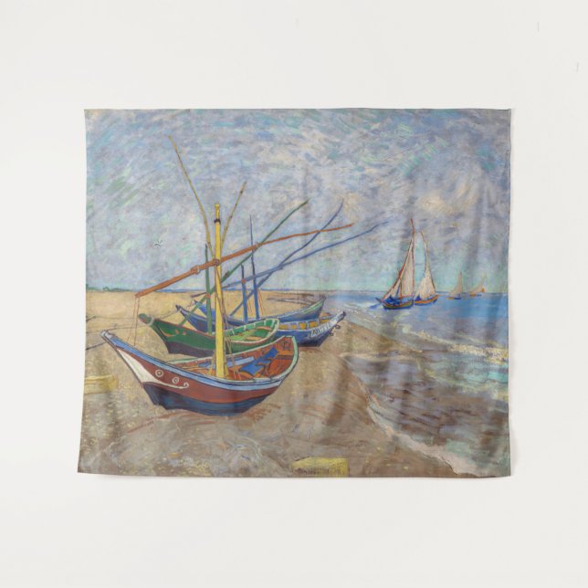 Vincent van Gogh - Fishing Boats on the Beach Tapestry (Front (Horizontal))