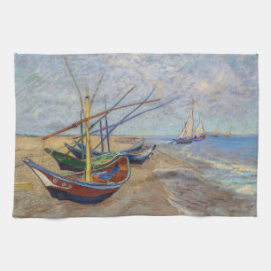 Vincent van Gogh - Fishing Boats on the Beach Tea Towel