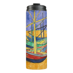 Vincent van Gogh - Fishing Boats on the Beach Thermal Tumbler