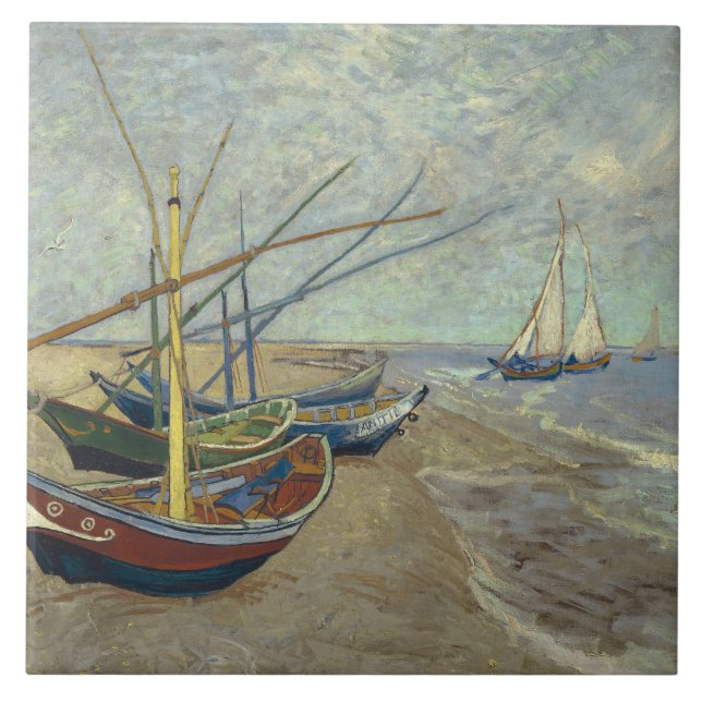 Vincent van Gogh - Fishing Boats on the Beach Tile (Front)
