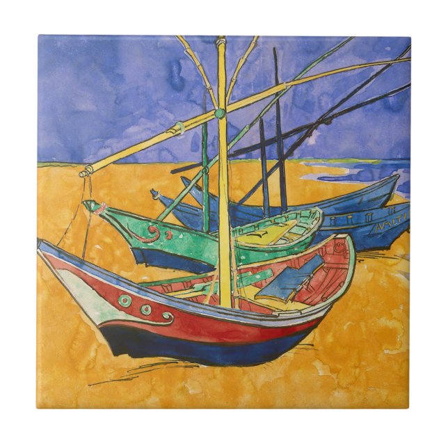 Vincent van Gogh - Fishing Boats on the Beach Tile (Front)