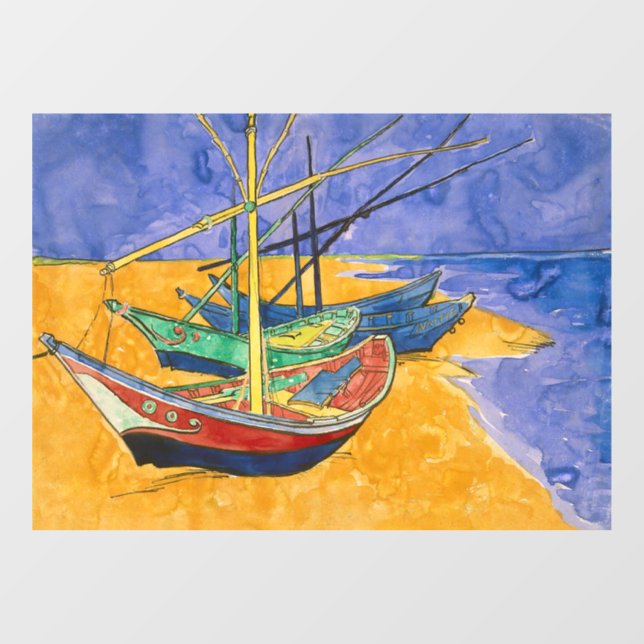 Vincent van Gogh - Fishing Boats on the Beach Window Cling (Sheet)