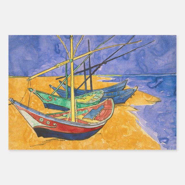 Vincent van Gogh - Fishing Boats on the Beach Wrapping Paper Sheet (Front)