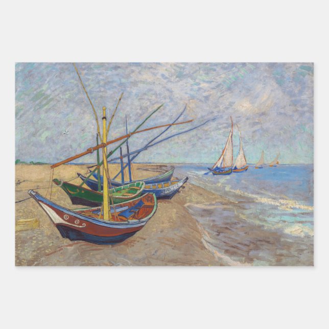 Vincent van Gogh - Fishing Boats on the Beach Wrapping Paper Sheet (Front)