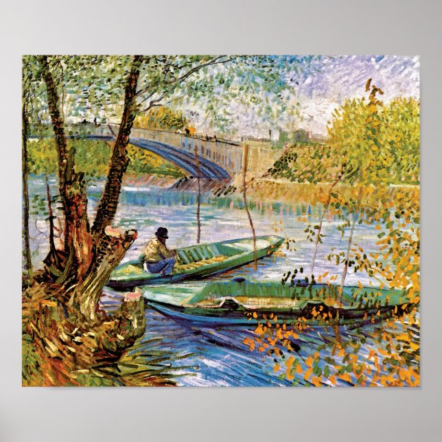 Vincent Van Gogh - Fishing In Spring Fine Art Poster (Front)