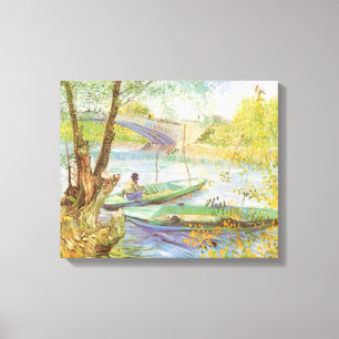 Vincent van Gogh Fishing in Spring, Pont de Clichy Canvas Print