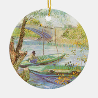 Vincent van Gogh Fishing in Spring, Pont de Clichy Ceramic Tree Decoration