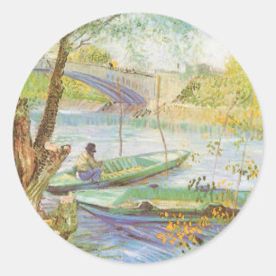 Vincent van Gogh Fishing in Spring, Pont de Clichy Classic Round Sticker