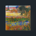 Vincent Van Gogh Flowering Garden 15 Cm Square Badge<br><div class="desc">Button featuring Vincent van Gogh’s oil painting Flowering Garden (1853-1890). Flowers of magnificent colours—blue,  red,  yellow,  orange—decorate a dreamy garden. The best gift for lovers of Post-Impressionism and Dutch art collectors!</div>