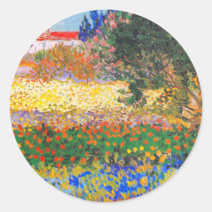 Vincent Van Gogh Flowering Garden Classic Round Sticker