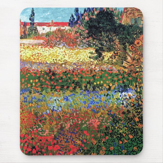 Vincent Van Gogh - Flowering Garden Fine Art Mouse Mat (Front)