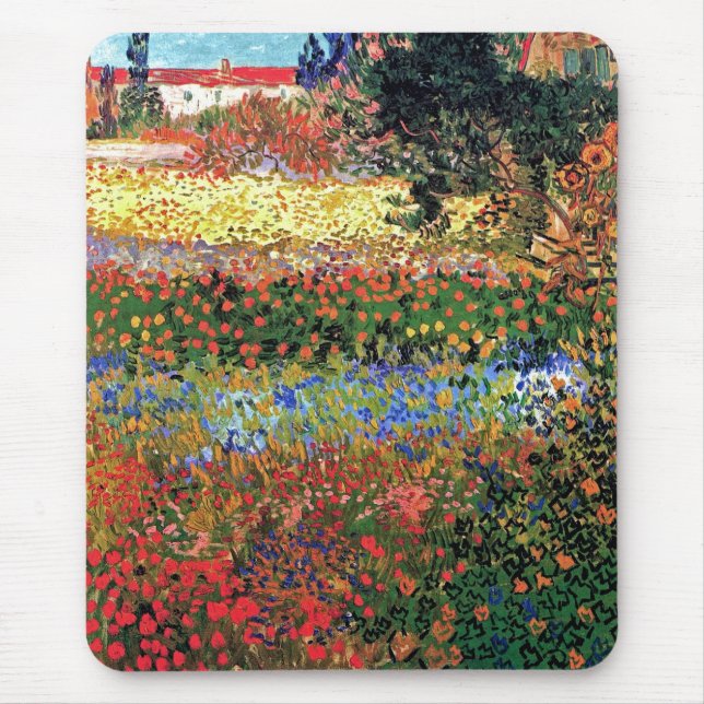 Vincent Van Gogh - Flowering Garden Fine Art Mouse Mat (Front)