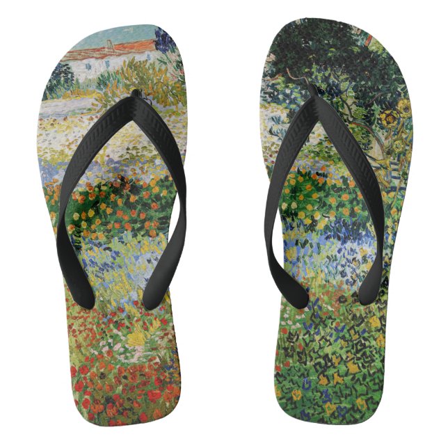 Vincent van Gogh - Flowering Garden Flip Flops (Footbed)