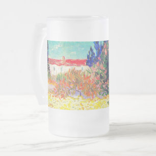 Vincent Van Gogh Flowering Garden Frosted Glass Beer Mug