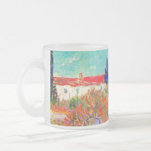 Vincent Van Gogh Flowering Garden Frosted Glass Coffee Mug