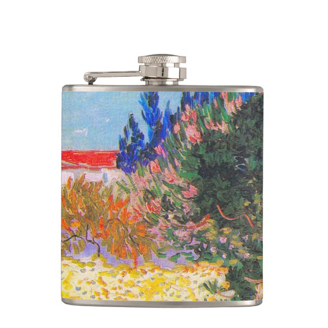 Vincent Van Gogh Flowering Garden Hip Flask (Front)