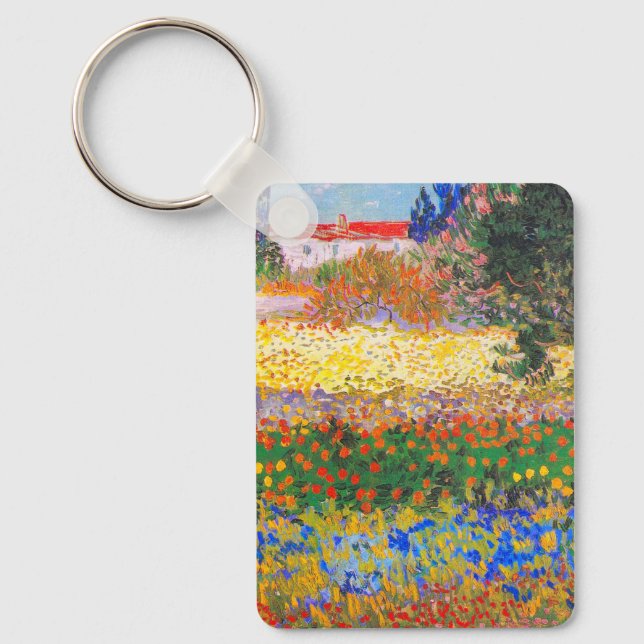 Vincent Van Gogh Flowering Garden Key Ring (Front)