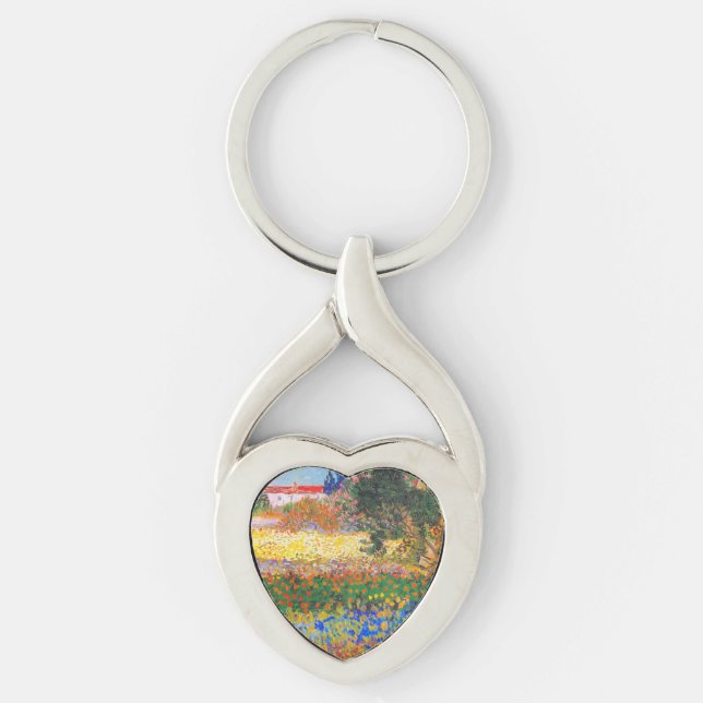 Vincent Van Gogh Flowering Garden Key Ring (Front)