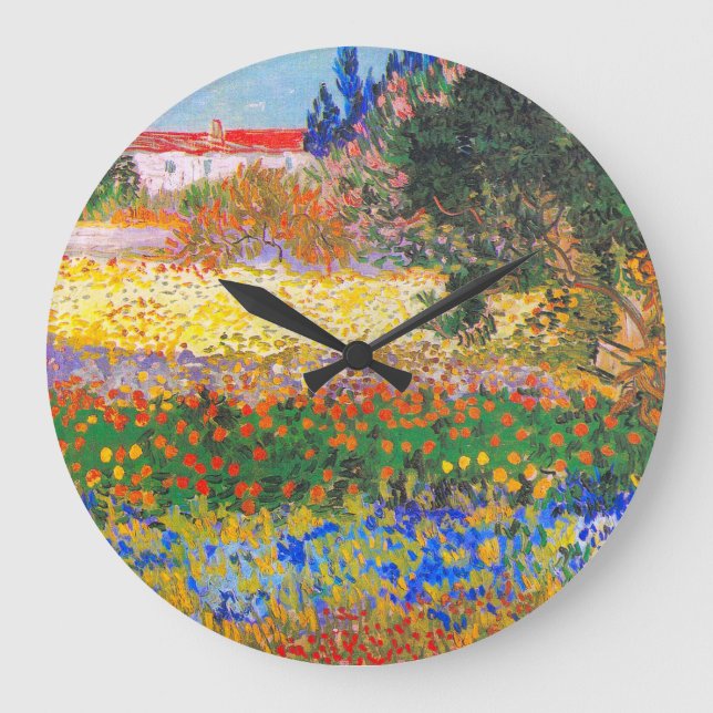 Vincent Van Gogh Flowering Garden Large Clock (Front)