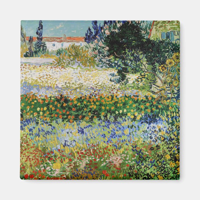 Vincent van Gogh - Flowering Garden Magnet (Front)