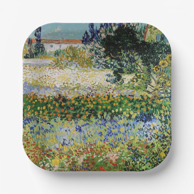 Vincent van Gogh - Flowering Garden Paper Plate (Front)
