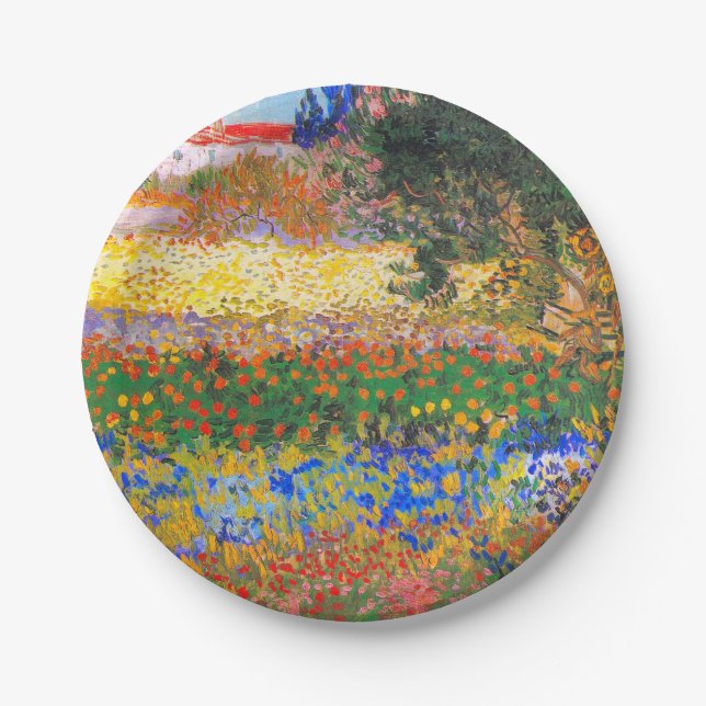 Vincent Van Gogh Flowering Garden Paper Plate (Front)
