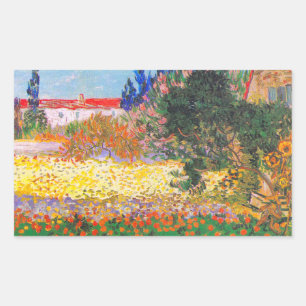 Vincent Van Gogh Flowering Garden Rectangular Sticker