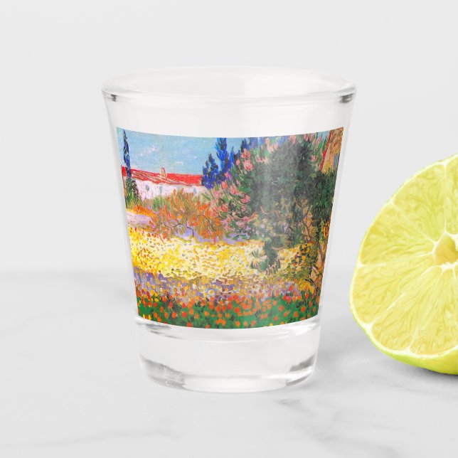 Vincent Van Gogh Flowering Garden Shot Glass (Front)