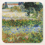 Vincent van Gogh - Flowering Garden Square Paper Coaster<br><div class="desc">Flowering Garden - Vincent van Gogh,  Oil on Canvas,  1888,  Arles</div>
