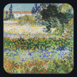 Vincent van Gogh - Flowering Garden Square Sticker<br><div class="desc">Flowering Garden - Vincent van Gogh,  Oil on Canvas,  1888,  Arles</div>