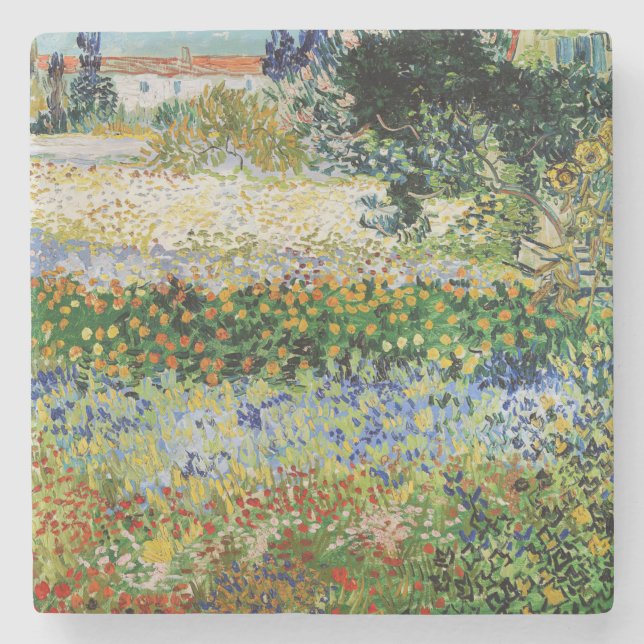 Vincent van Gogh - Flowering Garden Stone Coaster (Front)
