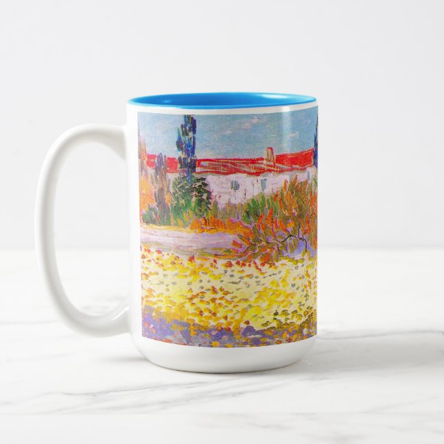 Vincent Van Gogh Flowering Garden Two-Tone Coffee Mug (Left)