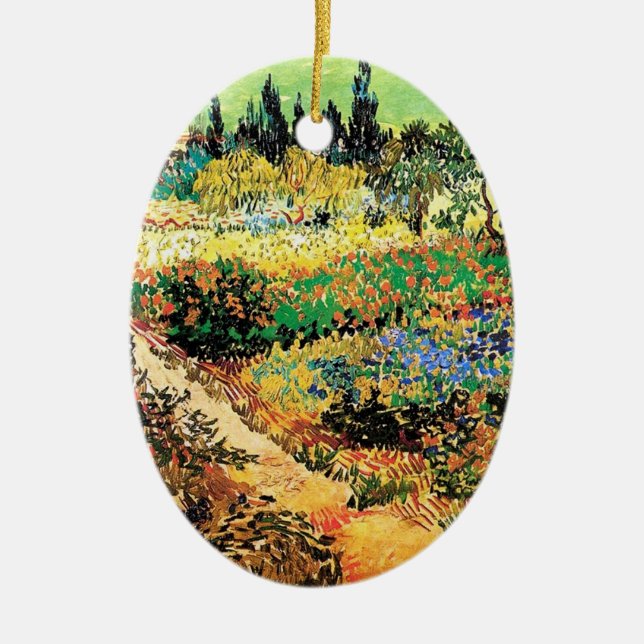 Vincent van Gogh flowering gardens Ceramic Tree Decoration (Front)