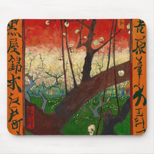 Vincent van Gogh - Flowering Plum Tree Mouse Mat (Front)